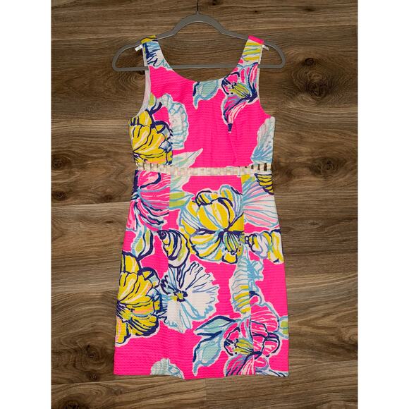 Lilly Pulitzer Iggy Kir Royal Pink Swept By The Tides Cut Out Waist Dress - Sz 0 - Picture 9 of 12